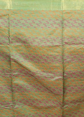 Green Dupion Silk Saree With Blouse Piece