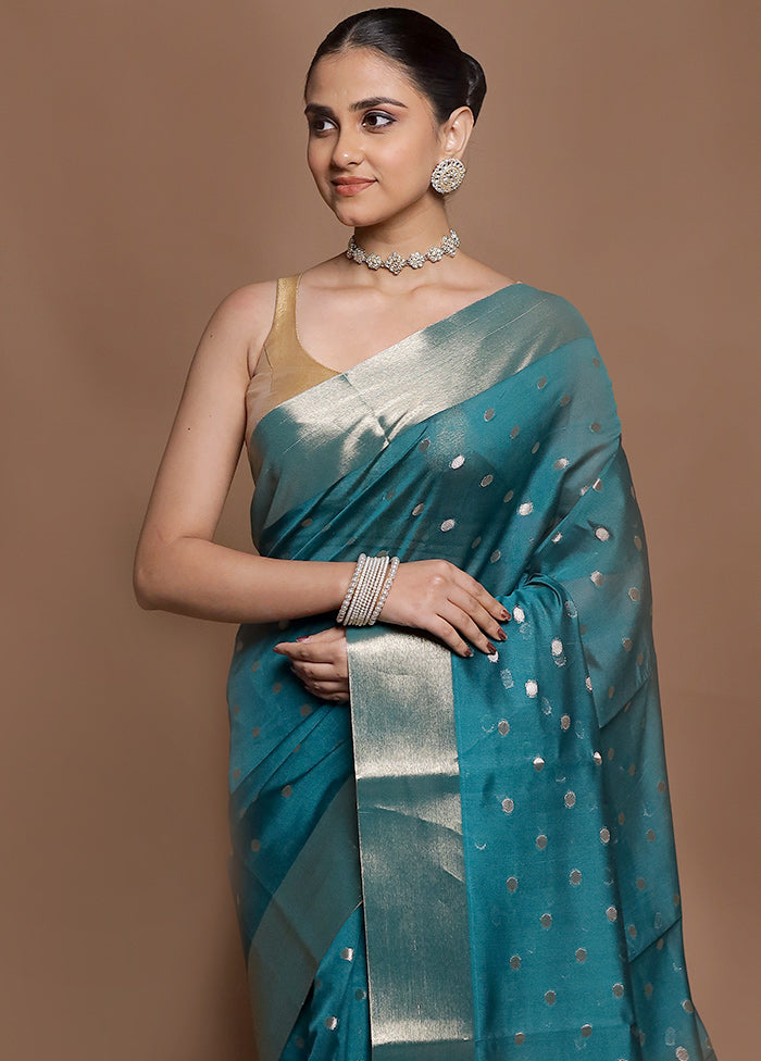 Green Kora Silk Saree With Blouse Piece