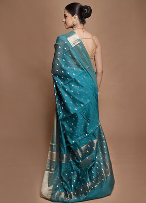 Green Kora Silk Saree With Blouse Piece