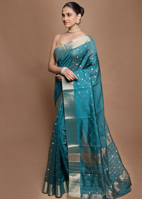 Green Kora Silk Saree With Blouse Piece