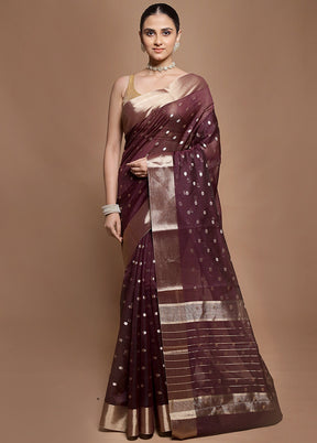 Purple Kora Silk Saree With Blouse Piece
