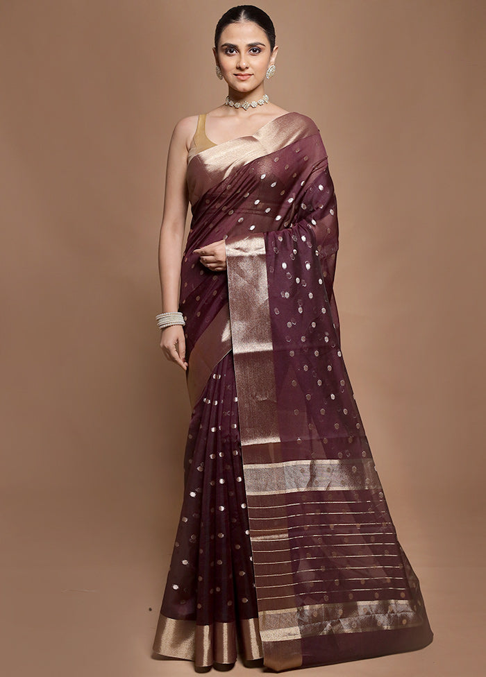 Purple Kora Silk Saree With Blouse Piece