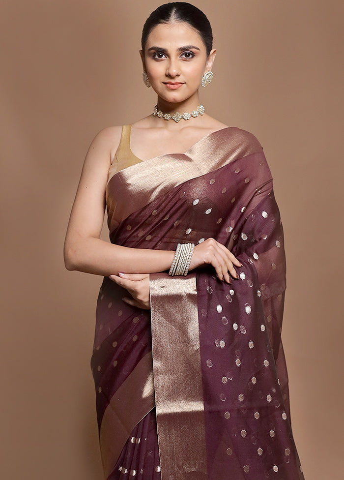 Purple Kora Silk Saree With Blouse Piece