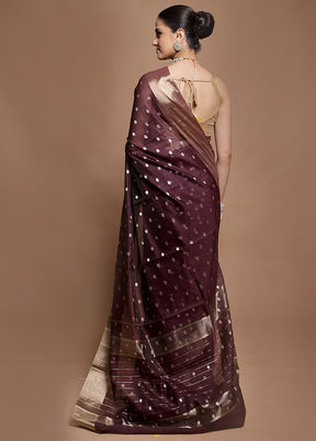 Purple Kora Silk Saree With Blouse Piece