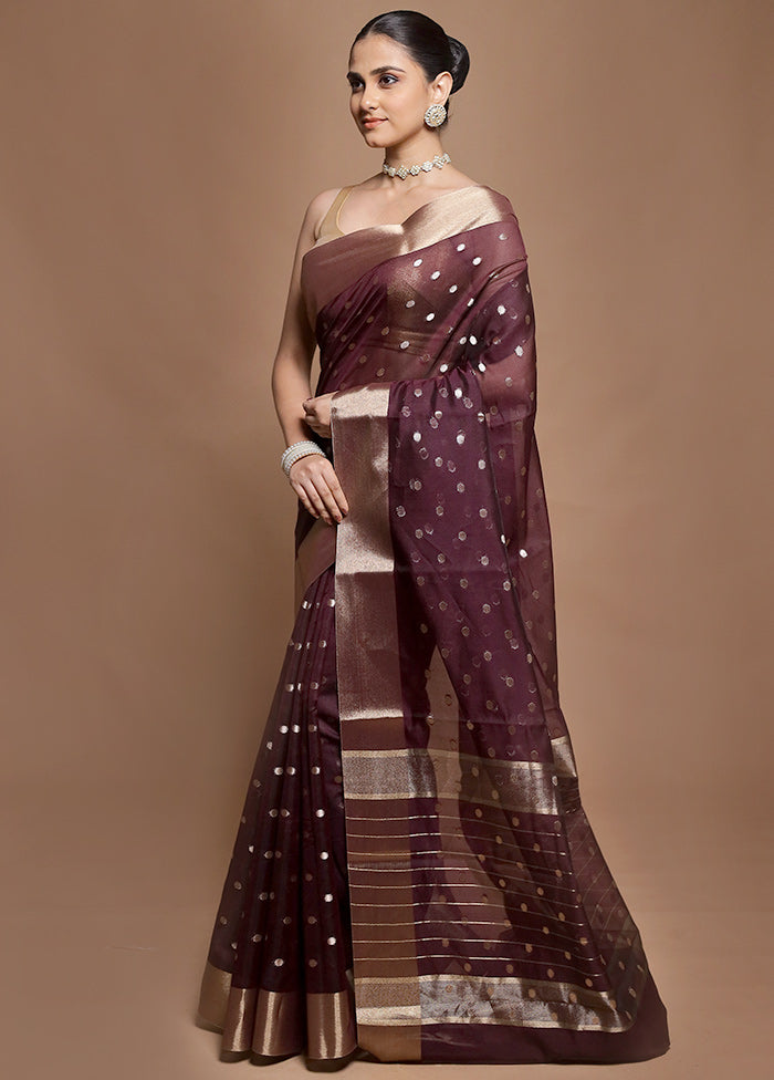 Purple Kora Silk Saree With Blouse Piece