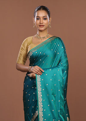 Green Banarasi Silk Saree With Blouse Piece