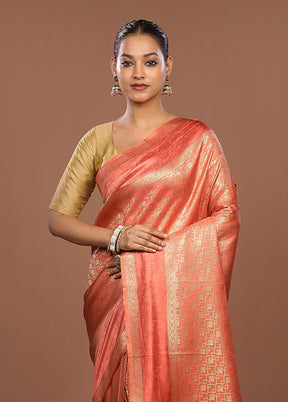 Pink Dupion Silk Saree With Blouse Piece