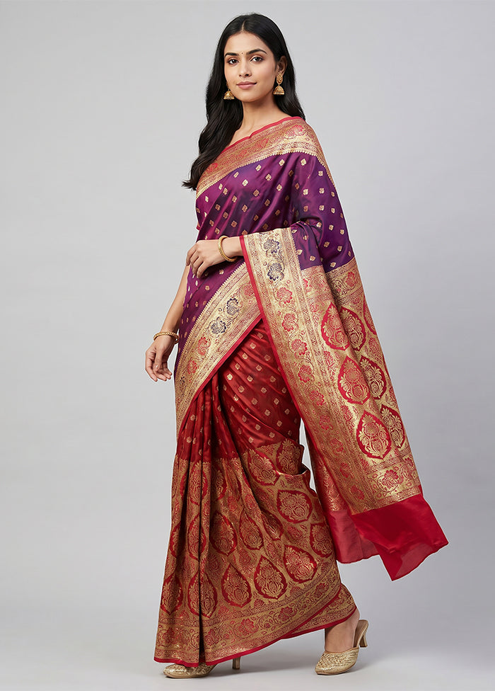Purple Tanchoi Silk Saree With Blouse Piece