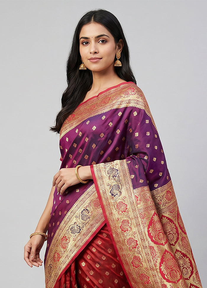 Purple Tanchoi Silk Saree With Blouse Piece