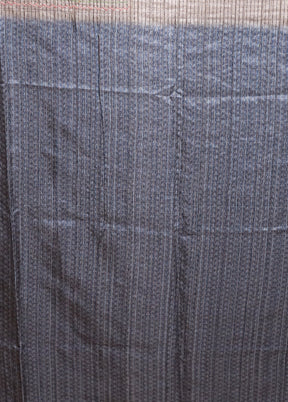 Blue Tussar Silk Saree With Blouse Piece