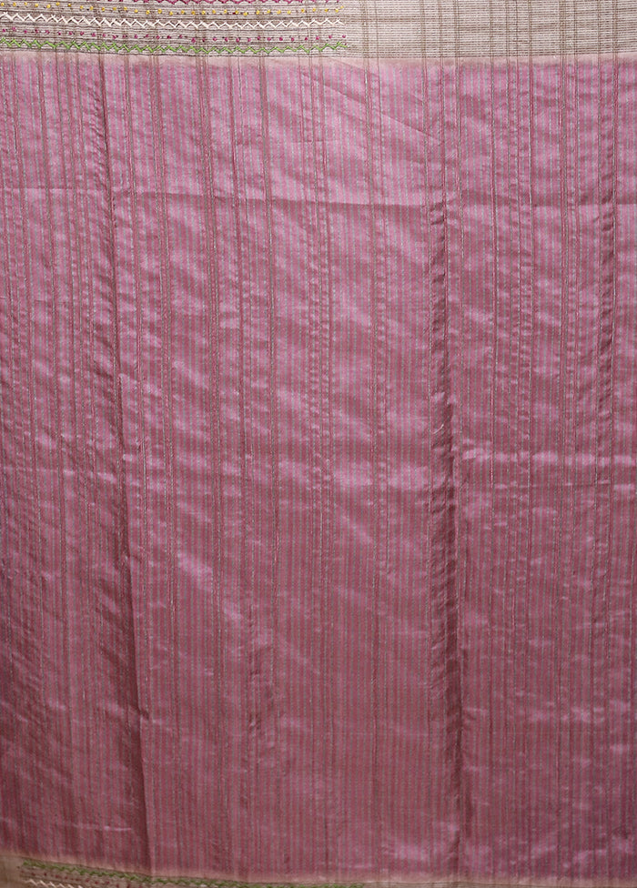 Purple Tussar Silk Saree With Blouse Piece