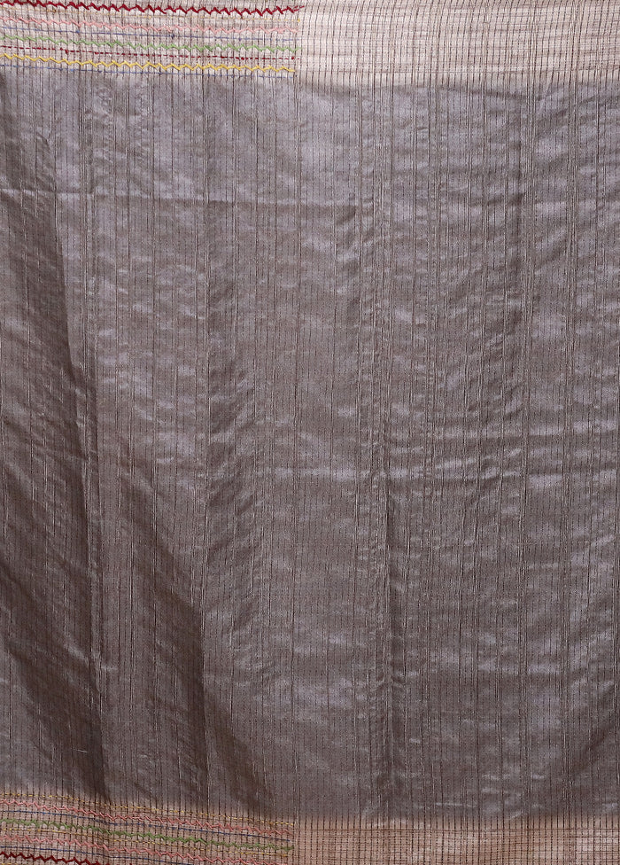 Blue Tussar Silk Saree With Blouse Piece