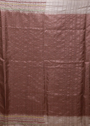 Pink Tussar Silk Saree With Blouse Piece
