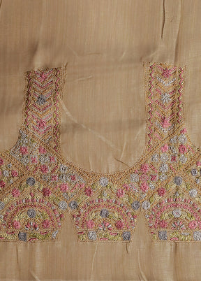 Cream Linen Silk Saree With Blouse Piece