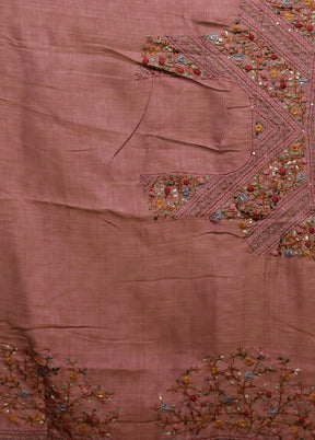 Pink Linen Silk Saree With Blouse Piece