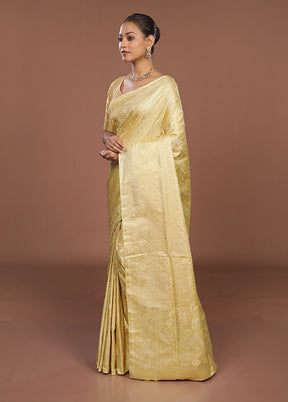 Gold Tanchoi Silk Saree With Blouse Piece