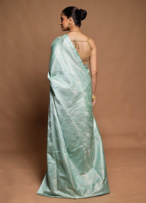 Green Tanchoi Silk Saree With Blouse Piece