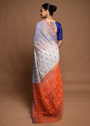 Cream Tant Jamdani Saree Without Blouse Piece