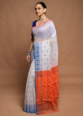 Cream Tant Jamdani Saree Without Blouse Piece