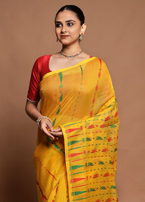 Yellow Tant Jamdani Saree Without Blouse Piece