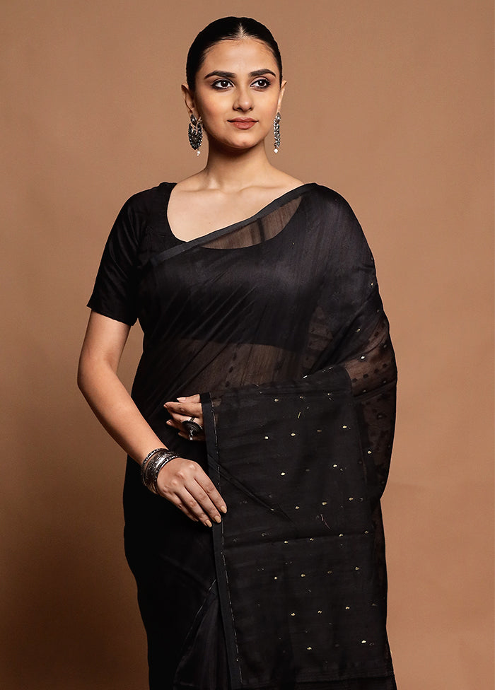 Black Tant Jamdani Saree Without Blouse Piece