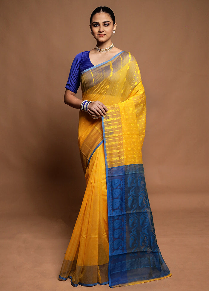 Cream Tant Jamdani Saree Without Blouse Piece