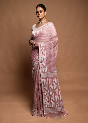 Pink Tant Jamdani Saree Without Blouse Piece