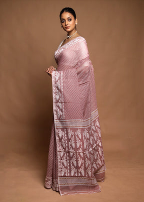 Pink Tant Jamdani Saree Without Blouse Piece