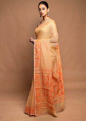 Yellow Tant Jamdani Saree Without Blouse Piece
