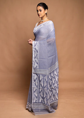 Grey Tant Jamdani Saree Without Blouse Piece