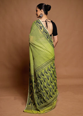 Green Tant Jamdani Saree Without Blouse Piece