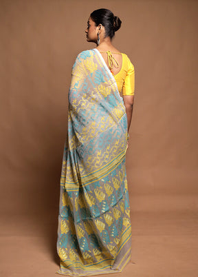 Cream Tant Jamdani Saree Without Blouse Piece