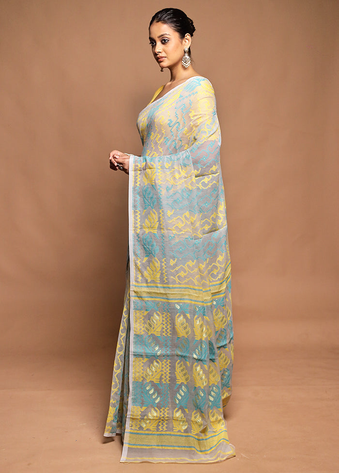 Cream Tant Jamdani Saree Without Blouse Piece
