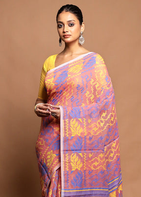 Pink Tant Jamdani Saree Without Blouse Piece