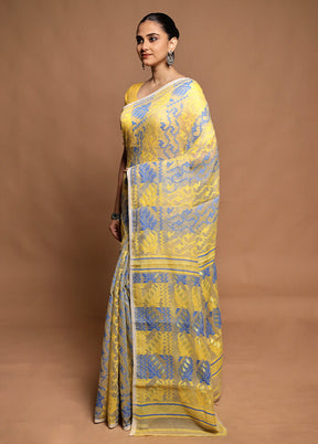 Cream Tant Jamdani Saree Without Blouse Piece