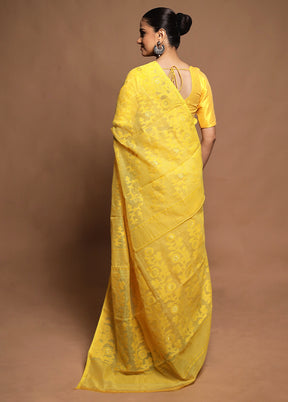 Yellow Tant Jamdani Saree Without Blouse Piece