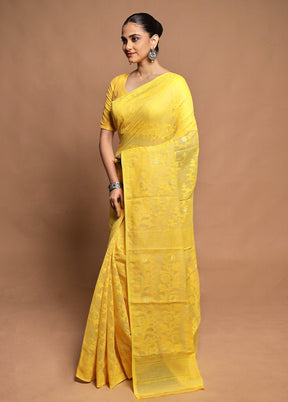 Yellow Tant Jamdani Saree Without Blouse Piece