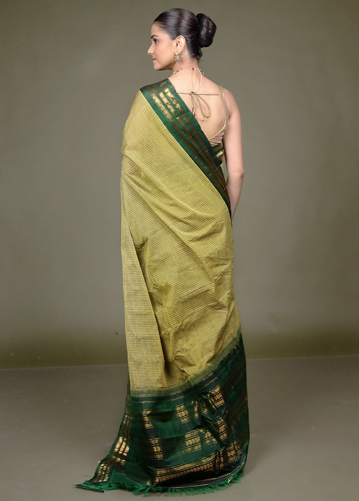Green Gadwal Pure Silk Saree Without Blouse Piece