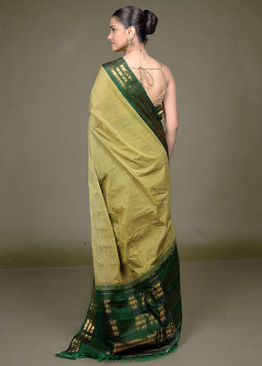 Green Gadwal Pure Silk Saree Without Blouse Piece