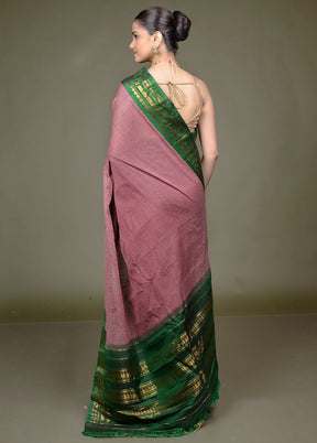 Purple Gadwal Pure Silk Saree Without Blouse Piece