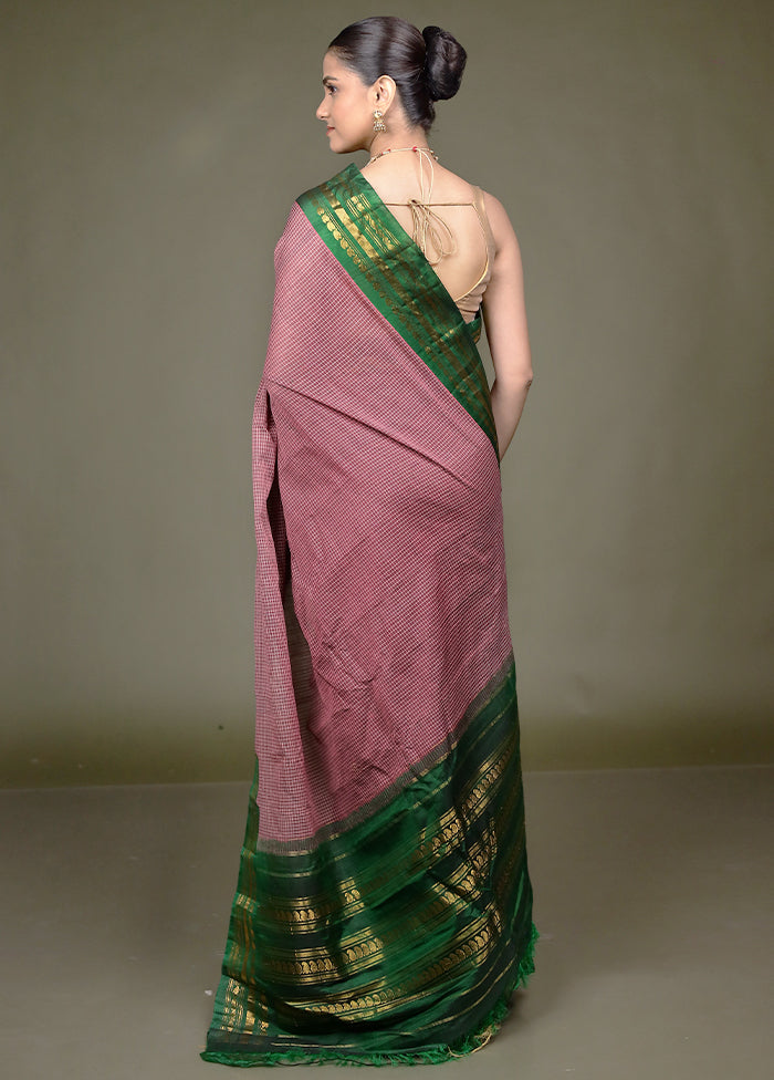 Purple Gadwal Pure Silk Saree Without Blouse Piece