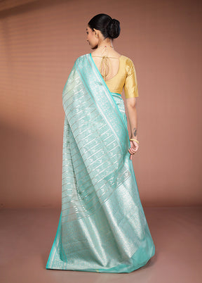 Green Kora Silk Saree With Blouse Piece