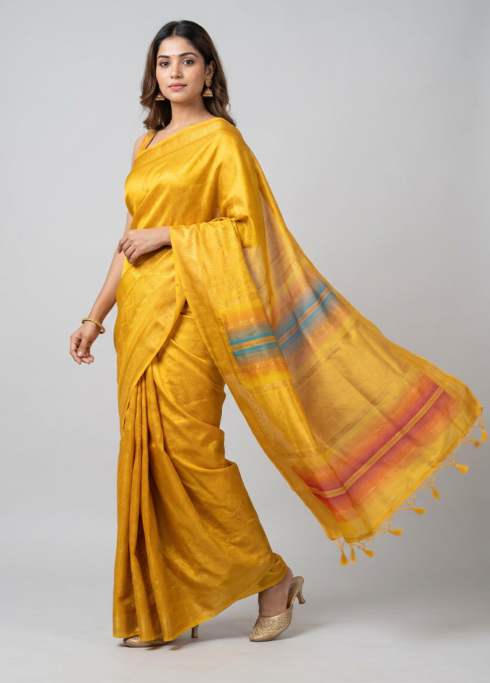 Multicolor Dupion Silk Saree With Blouse Piece