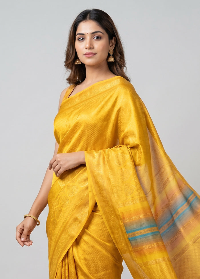 Multicolor Dupion Silk Saree With Blouse Piece