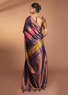 Multicolor Dupion Silk Saree With Blouse Piece
