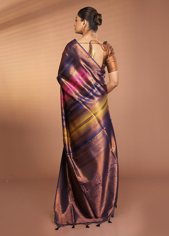 Multicolor Dupion Silk Saree With Blouse Piece