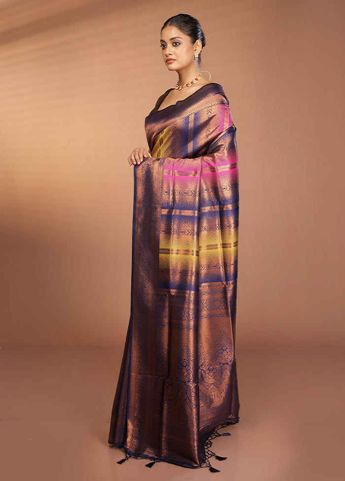 Multicolor Dupion Silk Saree With Blouse Piece