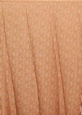 Cream Chiffon Silk Saree With Blouse Piece