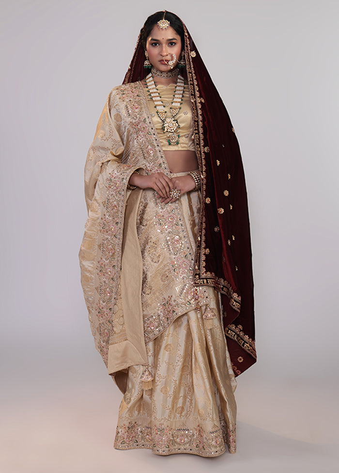 Cream Handloom Dupion Pure Silk Saree With Blouse Piece