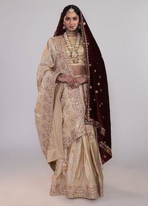 Cream Handloom Dupion Pure Silk Saree With Blouse Piece